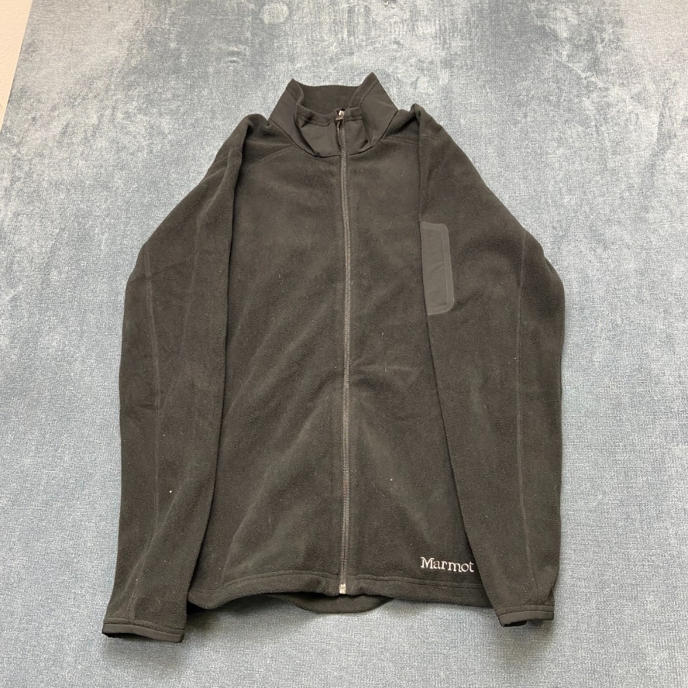 Marmot Polartec Fleece Jacket Mens Large Black Full Zip Warm Mock Neck Comfort